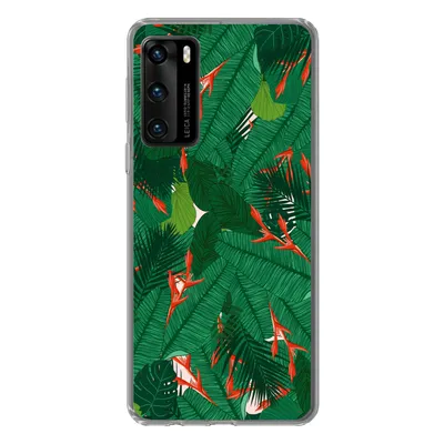 Produktbild von MuchoWow® Handyhülle Schutzhülle Hülle für Huawei P40 Blumen - Blätter - Muster Silikon Softcase Handy Hülle - Handytasche