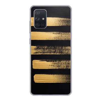 Produktbild von MuchoWow® Handyhülle Schutzhülle Hülle für Samsung Galaxy A51 5G Muster aus goldener Farbe auf schwarzem Hintergrund Silikon Softcase Handy Hülle - Abbildung