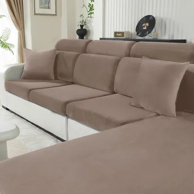 Immagine prodotto di Copertura per cuscini da divano a 3 posti, colore kaki, elasticizzata, antiscivolo, lavabile