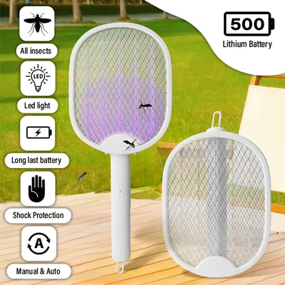 Produktbild von 4 in 1 Mückenklatsche, ausziehbares Insektenschutzmittel, Insektenschutz, 5W Leistung, 500mAh wiederaufladbarer Akku, 53 x 20 cm - Zappy