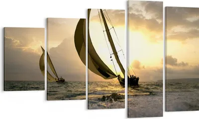 Produktbild von Bild auf Leinwand - Leinwandbild - Schiff Sonnenuntergang Sonne Landschaft - 100x60cm - Wand Bild - Wanddeko - Leinwanddruck - Bilder - Kunstdruck - Leinwand bilder - Wandkunst - EG100x60-3158