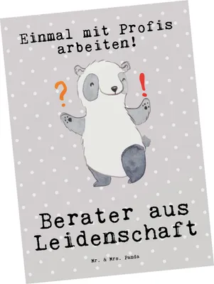 Produktbild von Mr. & Mrs. Panda Postkarte Berater Leidenschaft - Grau Pastell - Geschenk, Witzig, Grußkarte, IT Beratung, Fotokarte, Postkarten, Ansichtskarte, Ansichtskarten, Beruf