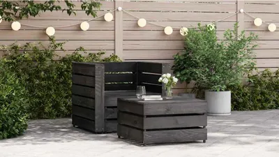 Produktbild von vidaXL 2-tlg. Garten-Paletten-Lounge-Set Kiefernholz Grau Imprägniert