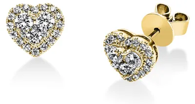 Produktbild von Ohrstecker Herzen aus 750 Gold Gelbgold mit 44 Diamant-Brillanten 0,55ct TW-SI