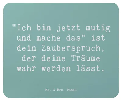 Produktbild von Mr. & Mrs. Panda Mousepad Spruch Mutig zu sich selbst stehen - Meeresbrise - Geschenk, computer, Lebensfreude, Vertrauem, Mauspad, mousematte, Trost, Motivation, pc