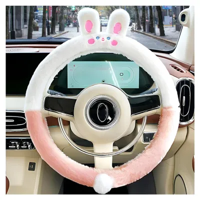 Produktbild von Plüsch Lenkradbezug Auto - 15 Zoll (38 cm) Universal Lenkradhülle - Anti-Rutsch Lenkradabdeckung für Winter (Kaninchen)