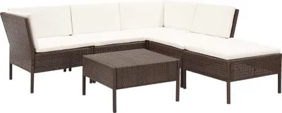 Produktbild von The Living Store 6-tlg. Garten-Lounge-Set mit Auflagen Poly Rattan Braun