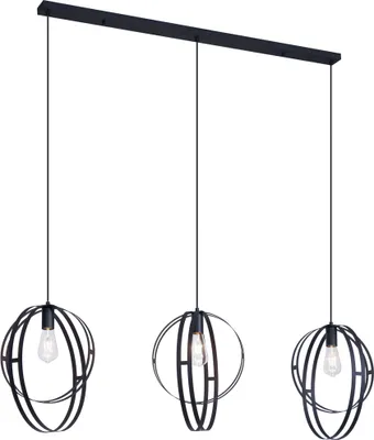 Produktbild von QAZQA - Design Design-Hängeleuchte schwarz rechteckig 3-flammig - Indu I Wohnzimmer I Schlafzimmer - Metall Länglich - LED geeignet E27