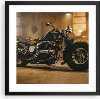 Produktbild von Gerahmtes Poster - Schwarzer Rahmen - Motorrad Motor - 40x40 cm - Wand Bild - Wanddeko - Wandbilder - Kunstposter - Wandposter - Bilderrahmen - Bilder - Kunstdruck - Wandbild - P2BAC40x40-4233