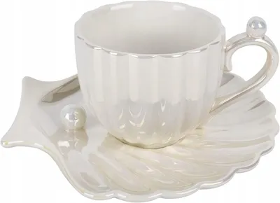Produktbild von Tasse mit Perlenmotiv „Meeres-Schatz“, Porzellan, 1 Stück, Perlenweiß