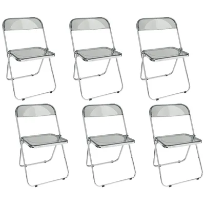 Image de Chaise pliante set de 6 fauteuils Lounge Chaise visiteur Gris transparent