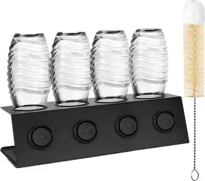 Produktbild von Famanu Flaschenhalter für SodaStream 4 Flaschen - Edelstahl mit Deckelhalter