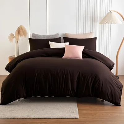 Produktbild von Soifox Bettwäsche Braun Mikrofaser 220x240 2er Set 80x80cm