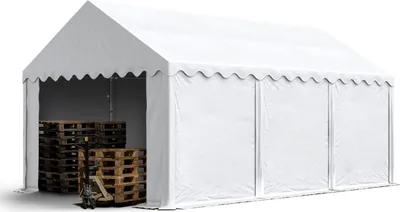 Produktbild von TOOLPORT Lagerzelt 4x6 m Industriezelt Unterstand PVC Plane 750 N weiß mit Bodenrahmen