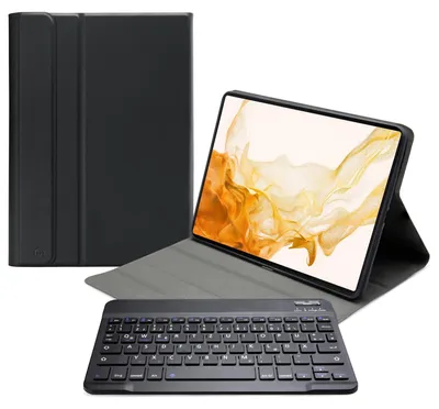 Zdjęcie produktu dla Obudowa z klawiaturą Bluetooth, odłączana, do tabletów Samsung Galaxy Tab S7/S8 11, czarna, układ klawiszy QWERTZ
