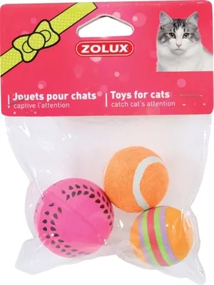 Productafbeelding van Zolux, set van 3 katenspeeltjes, balvormig, 4 cm, oranje
