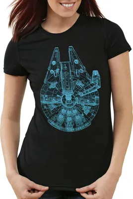 Produktbild von style3 Millennium Falcon Damen T-Shirt falkon rasender falke, Größe:S