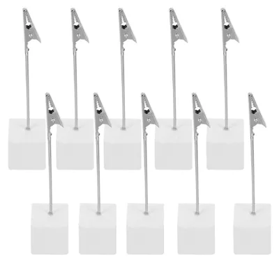 Produktbild von 10 Stück Fotohalter Tischkartenhalter mit Krokodilklemme Holzsockel, Holz Fotoständer Memo Clip Halter Fotoclip Halte Kartenhalter für Bilder Karten Papier Foto Büro Hochzeit Party Dekoration