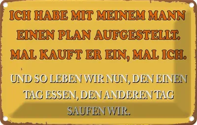 Produktbild von vianmo Blechschild 12x18 cm ich habe mit meinem Mann Plan Spruch Zitat