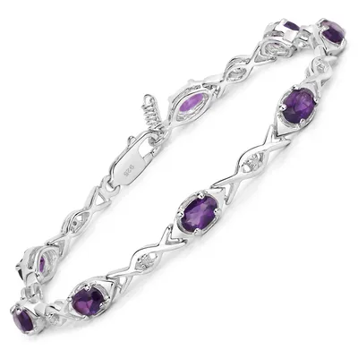 Produktbild von Vira Jewels Armband 925/- Sterling Silber 19cm weiß Amethyst 147260001-1