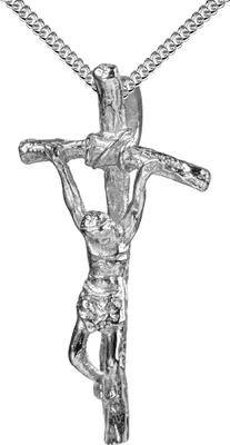 Produktbild von JEVELION Kreuz-Anhänger 925 Sterlingsilber Silber-Kreuz Jesus Christus Kruzifix für Damen, Herren und Kinder als Kettenanhänger mit Schmuck-Etui und Halskette