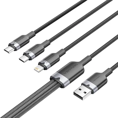 Immagine prodotto di USB 2.0 A male to 3-in-1 USB-C, Lightning and Micro-B male cable Vention 3A CTPBG 1.5m