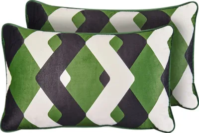 Obrázok produktu pre BELIANI Sada 2 vonkajších dekoratívnych vankúšov viacfarebná polyester 30 x 50 cm geometrický vzor záhradné doplnky