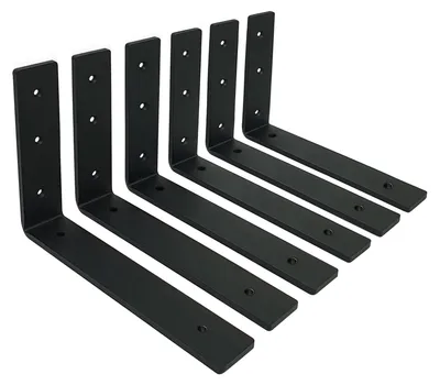 6er Set Regalträger 25 cm, schwarz, Stahl, Wandmontage