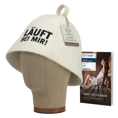 Zdjęcie produktu dla Sauna przenośna "Saunahut" firmy LoWell, wykonana z filcu – wzór "U mnie to działa!" – dla kobiet i mężczyzn