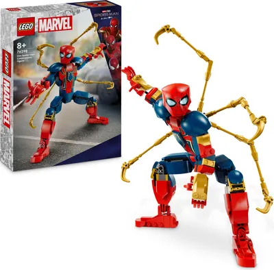 Produktbild von LEGO Marvel Iron Spider-Man Baufigur, Superhelden-Actionspielzeug für Kinder ab 8 Jahren, Jungen & Mädchen, Set mit Rüstung, baubares Modell, Avengers Geschenk-Idee für Fans der Marvel Filme 76298