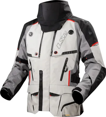 Produktbild von LS2 Apollo wasserdichte Motorrad Textiljacke, hellgrau/schwarz/rot, XL