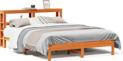 Produktbild von vidaXL Massivholzbett ohne Matratze Wachsbraun 135x190 cm Kiefernholz
