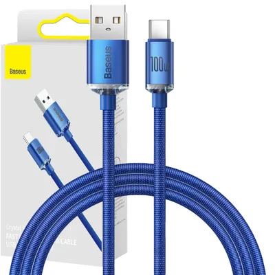 Zdjęcie produktu dla Baseus Crystal Shine Series Kabel Przewód Usb Do Szybkiego Ładowania I Transferu Danych Usb Typ A - Usb Typ C 100W 1,2M Niebieski (Cajy000403)