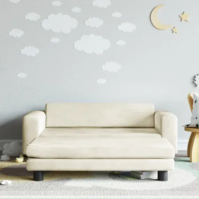 Produktbild von vidaXL Kindersofa mit Hocker Creme 100x50x30 cm Samt