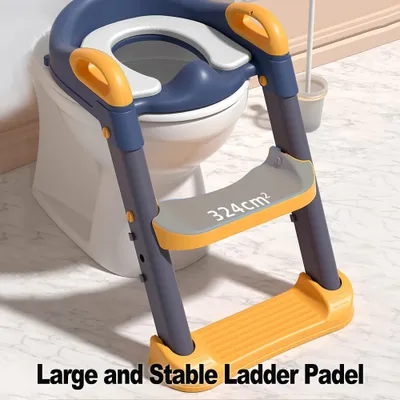 Obrázok produktu pre Nočník pre deti, pohodlný, bezpečný WC trenažér s nastaviteľnou stoličkou, rebríkom, mäkkou PVC základňou pre batoľatá, chlapcov a dievčatá