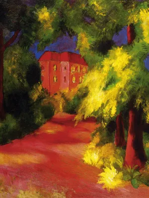Obrázek produktu pro August Macke art print obrázek - Červený dům v parku, 1914 (80 x 60 cm)