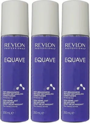 Produktbild von Revlon Equave Anti Brassiness Instant Detangling 3 x 200 ml Conditioner Leave In langes Blondes Haar