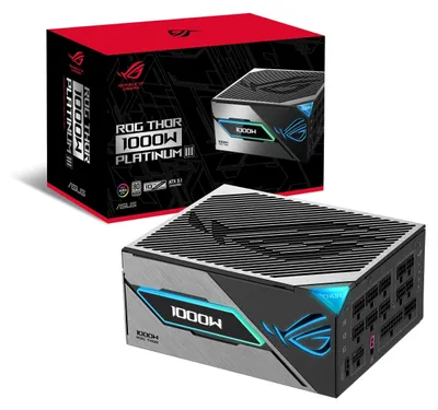 Zdjęcie produktu dla ASUS ROG -THOR-1000P3-GAMING, 1000 W, 100 - 240 V, Aktywne, 125 W, 1000 W, 125 W