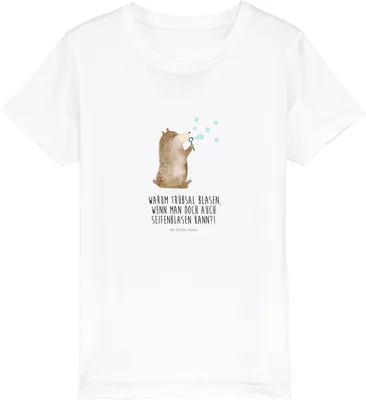 Produktbild von Mr. & Mrs. Panda Kleinkinder T-Shirt Bär Seifenblasen 12-14 Jahre (152/164) - Weiß - Geschenk, Teenager, Jungen, Kindershirt, Lustig Sein Glücklich Traurig Happy, Teddy