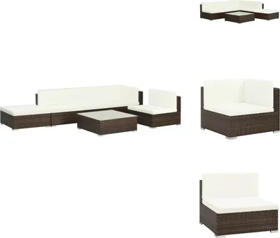 Produktbild von vidaXL 6-tlg. Garten-Lounge-Set mit Auflagen Poly Rattan Braun -  Gartenmöbel-Sets
