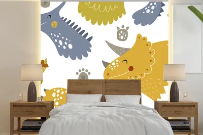 Produktbild von Kinderzimmer-Behang - Dinosaurier-Muster - Jungen - Breit 3,5 m x hoch 3,5 m - Wandtattoo