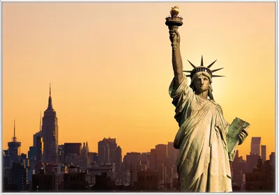 Produktbild von Wallario Wandbild Freiheitsstatue New York, Größe: 70,30 x 100,30 cm, Poster mit weißem Kunststoffrahmen