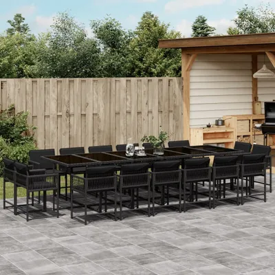 Produktbild von Möbel 17-tlg. Garten-Essgruppe mit Kissen Schwarz Poly Rattan - Sitzgruppe 3211603