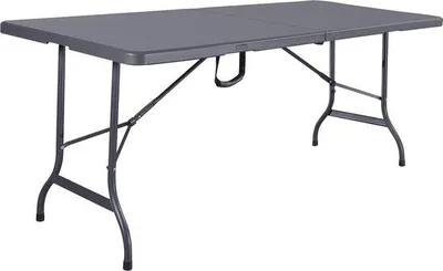 Image de Table pliante de 180 cm, table de fête, table de camping, table en bois avec poignée de transport