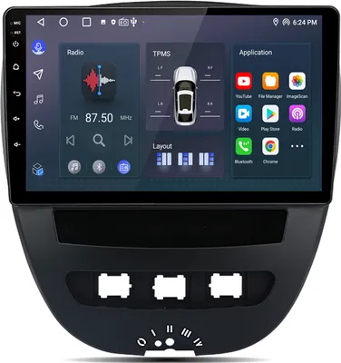 Produktbild von 10" Android 12 Car Radio Carplay GPS Navi WiFi BT DAB+ SWC USB 2+64G Quad Core Dla Peugeot 107 2005-2014