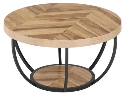 Immagine prodotto di Tavolino rotondo - HOGA-NY036 - Legno, stile minimalista moderno, Ø 80,5 cm, H 44 cm, facile da montare, senza vano portaoggetti - Marrone