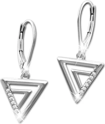 Image de SilberDream blanc Boucles d'oreilles Triangles Zirconia Femme 925 Argent Boucles d'oreilles SDO4315W