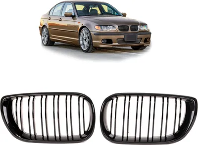 Produktbild von Kühlergrill passend für BMW 3er E46 Limo Touring 01-05 FACELIFT Schwarz Glanz Doppelsteg