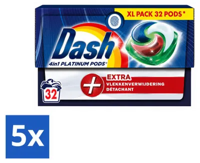 Produktbild von 5 x Dash 4in1 Pods + Extra Fleckentferner Waschmittelkapseln - Vorteilspackung - 5 Stücke