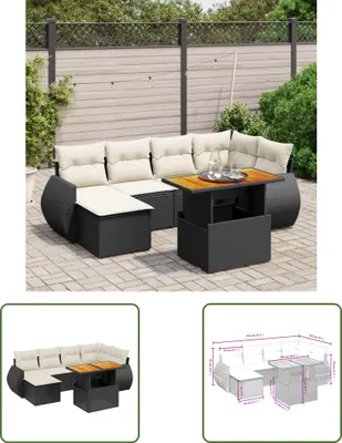 Produktbild von The Living Store 7-tlg. Garten-Sofagarnitur mit Kissen Schwarz Poly Rattan